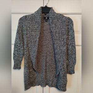 Grey Open Front Cardigan Sweater